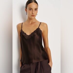Teddy Silk Top Elegant Brown Satin Camisole